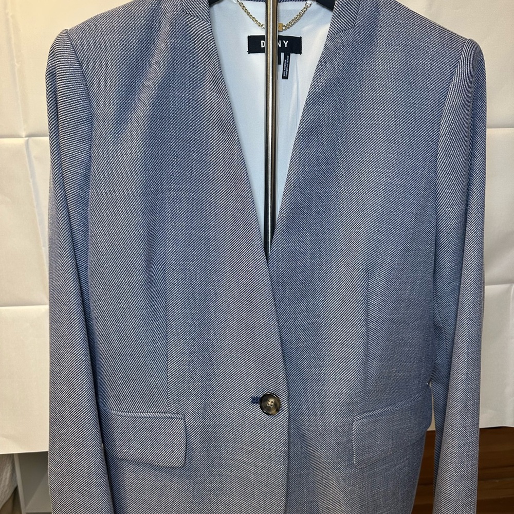 DKNY Light Blue Textured Blazer